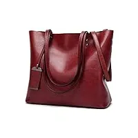 coolives tote sac cabas en cuir pu pour femme verticale sacs à main portés épaule avec bandoulière damas vin rouge