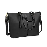 sac cabas femmes sac à main en pu cuir sac de cours sac ordinateur portable 15.6 inch grand imperméable sac bandoulière voyage sac à épaule noir