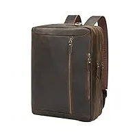 tiding sac à dos convertible en cuir pour ordinateur portable de 15,6 pouces (version mise à jour)