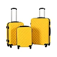 vidaxl valise rigide 3 pcs set de valises sac à roulettes ensemble de bagages cabine trolley à main bagage de voyage valise de vacances jaune abs