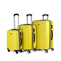 itaca - valises. lot de valise rigides 4 roulettes - valise grande taille, valise soute avion, bagages pour voyages.ensemble valise voyage. verrouillage à combinaison 71200, jaune