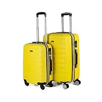 itaca - valises. lot de valise rigides 4 roulettes - valise grande taille, valise soute avion, bagages pour voyages.ensemble valise voyage. verrouillage à combinaison 71215, jaune