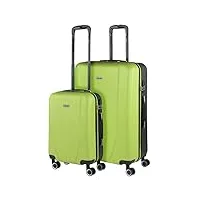 itaca - valises. lot de valise rigides 4 roulettes - valise grande taille, valise soute avion, bagages pour voyages.ensemble valise voyage. verrouillage à combinaison 71117, pistache-anthracite