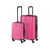 itaca - valises. lot de valise rigides 4 roulettes - valise grande taille, valise soute avion, bagages pour voyages.ensemble valise voyage. verrouillage à combinaison 71117, fuchsia/anthracite