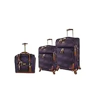 steve madden designer luggage collection – ensemble de 3 valises souples et légères à roulettes pivotantes – ensemble de voyage comprenant un sac sous le siège, un bagage à main de 50,8 cm et une