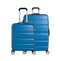 itaca - valises. lot de valise rigides 4 roulettes - valise grande taille, valise soute avion, bagages pour voyages.ensemble valise voyage. verrouillage à combinaison t71617, bleu