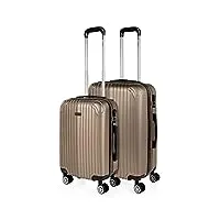 itaca - valises. lot de valise rigides 4 roulettes - valise grande taille, valise soute avion, bagages pour voyages.ensemble valise voyage. verrouillage à combinaison t71515, champagne