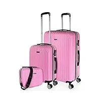 itaca - valise grande taille. grande valise rigide 4 roulettes - valise grande taille xxl ultra légère - valise de voyage. combinaison verrouillage t71570, rose