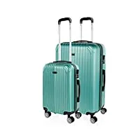 itaca - valises. lot de valise rigides 4 roulettes - valise grande taille, valise soute avion, bagages pour voyages.ensemble valise voyage. verrouillage à combinaison t71517, bleu verdâtre