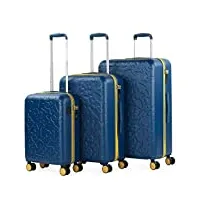 lois - valises. lot de valise rigides 4 roulettes - valise grande taille, valise soute avion, bagages pour voyages.ensemble valise voyage. verrouillage à combinaison 171100, bleu
