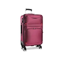 hlxb valise légère pour femmes avec port usb, trolley de voyage violet tissu oxford avec serrure, roue amovible facile à entretenir