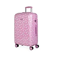 itaca - valise enfant moyenne fille/garçon - valise soute avion rigide 4 roulettes - valise de voyage résistante en polycarbonate - petite valise ultra légère avec cadenas à combinaison 702460, rose