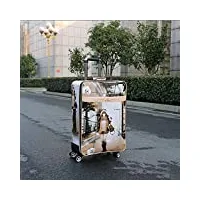 hlxb valise mignonne élégante pour les filles, bagage souple extensible légere avec roulettes pivotantes,port usb,hauteur 57cm,62cm, 67cm, 70cm, 72cm
