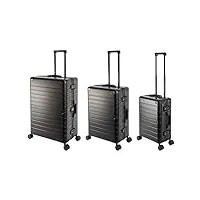 travelhouse oslo t6005 valise de voyage en aluminium différentes tailles et couleurs, obsidienne noire, handgepäck, mittlerer und großer koffer set