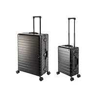 travelhouse oslo t6005 valise de voyage en aluminium différentes tailles et couleurs, obsidienne noire, handgepäck & großer koffer set