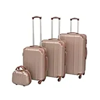 wakects lot de 4 valises rigides extensibles avec 4 roulettes pivotantes, chariot de valise et valise de beauté 76 cm, 66 cm, 55 cm, beige, m, 55 x 36 x 22 cm (b x b x h)