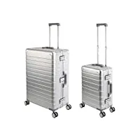 travelhouse oslo t6005 valise de voyage en aluminium différentes tailles et couleurs, argenté, handgepäck & großer koffer set, set de valises
