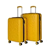 lois - valises. lot de valise rigides 4 roulettes - valise grande taille, valise soute avion, bagages pour voyages.ensemble valise voyage. verrouillage à combinaison 171116, moutarde