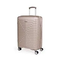 london fog valise rigide en abs – bagage de voyage avec 8 roulettes pivotantes | poignée télescopique | verrous de sécurité tsa lfl005, champagne, m, valise