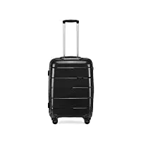 kono bagage de cabine valise rigide en polypropylène léger 4 roulettes avec serrure tsa (noir, s (55cm - 38l))