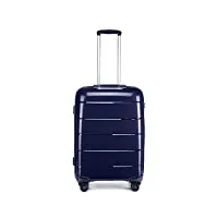kono bagage de cabine valise rigide en polypropylène léger 4 roulettes avec serrure tsa (bleu marine, s (55cm - 38l))