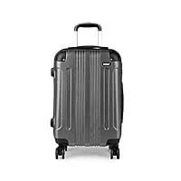 kono valise cabine 56x37x23 cm bagage à main rigide en abs ultra léger à 4 roulettes 39l (gris)