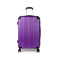 kono valise cabine 56x37x23 cm bagage à main rigide en abs ultra léger à 4 roulettes 39l (violet)