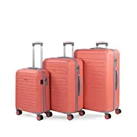 skpat - valises. lot de valise rigides 4 roulettes - valise grande taille, valise soute avion, bagages pour voyages.ensemble valise voyage. verrouillage à combinaison 175000, corail
