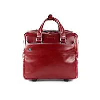 piquadro cartella trolley 2 ruote in pelle, bagage - sac messager mixte adulte, rosso, talla única - bv4729b2/r