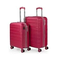 jaslen - valises. lot de valise rigides 4 roulettes - valise grande taille, valise soute avion, bagages pour voyages.ensemble valise voyage. verrouillage à combinaison 171215, fraise