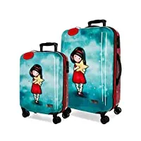 santoro gorjuss my star set de bagages multicolore 55/67 cms rigide abs serrure tsa 97l 4 roues doubles bagage à main