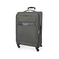 roll road royce valise moyenne gris 43x66x26 cms souple polyester serrure à combinaison 64l 2,6kgs 4 roues extensible