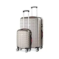 monzana set de 2 valises rigides exopack champagne m/xl 4 roues 360° poignée télescopique tsa plastique abs malle voyage bagages