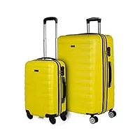 itaca - valises. lot de valise rigides 4 roulettes - valise grande taille, valise soute avion, bagages pour voyages.ensemble valise voyage. verrouillage à combinaison 71217, jaune