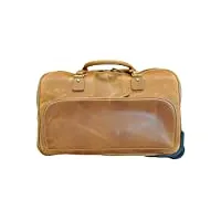 pelvero trolley-weekender bari - sac de voyage en cuir de buffle véritable - marron, cognac, 50 x 30 x 29 cm, valise weekend à roulettes