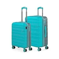 jaslen - valises. lot de valise rigides 4 roulettes - valise grande taille, valise soute avion, bagages pour voyages.ensemble valise voyage. verrouillage à combinaison 171215, turquoise-argent