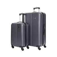 travelers club lot de 2 valises cosmo de 50,8 cm ou 2 pièces, gris charbon, 2-piece set (20/28), bagage rigide à roulettes pivotantes cosmo