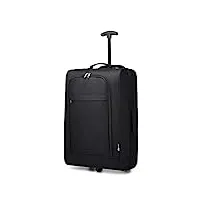 kono valise cabine souple légère à 2 roulettes bagage à main avion voyage bagages en polyester 600d (noir)