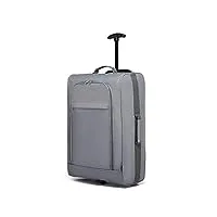 kono valise cabine souple légère à 2 roulettes bagage à main avion voyage bagages en polyester 600d (gris)