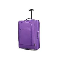 kono valise cabine souple légère à 2 roulettes bagage à main avion voyage bagages en polyester 600d (violet)