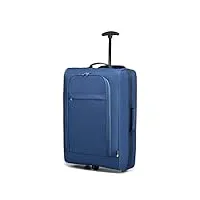 kono valise cabine souple légère à 2 roulettes bagage à main avion voyage bagages en polyester 600d (navy)