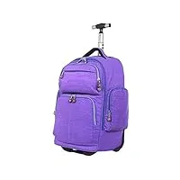 myalq sac à dos trolley étanche, sac à dos pour enfants avec roues bagage a main, 51 cm, pour l'école camping randonnée et voyage d'affaires(violet)