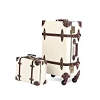 yliansong valise de voyage valise rétro avec 14 pouces valise trolley cases for les hommes et les femmes portable bagages cabine (couleur : blanc, taille : 53×36×21cm)