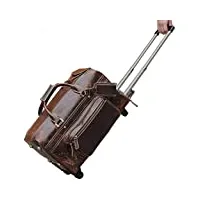 yliansong valise de voyage européenne et de sac voyage en cuir vintage hommes américains de grande capacité sacs à roulettes bagages cabine (couleur : marron, taille : 45 × 23 × 25cm)