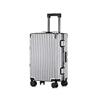 zfwb valise à cadre en aluminium valise de voyage mâle et femelle 26" silver
