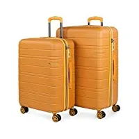 jaslen - valises. lot de valise rigides 4 roulettes - valise grande taille, valise soute avion, bagages pour voyages.ensemble valise voyage. verrouillage à combinaison 171216, moutarde irisée