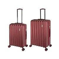 travelhouse porto valise de voyage à roulettes différentes tailles et couleurs, rouge rubis, mittlerer & großer koffer set, valise rigide avec roulettes pivotantes