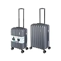 travelhouse porto valise de voyage à roulettes différentes tailles et couleurs, gris, handgepäck & mittlerer koffer set, valise rigide avec roulettes pivotantes