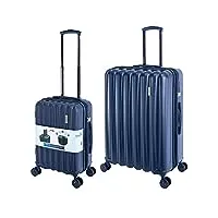 travelhouse porto valise de voyage à roulettes différentes tailles et couleurs, bleu marine, handgepäck & großer koffer set, chariot rigide avec roulettes pivotantes