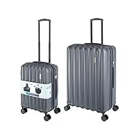 travelhouse porto valise de voyage à roulettes différentes tailles et couleurs, gris, handgepäck & großer koffer set, chariot rigide avec roulettes pivotantes